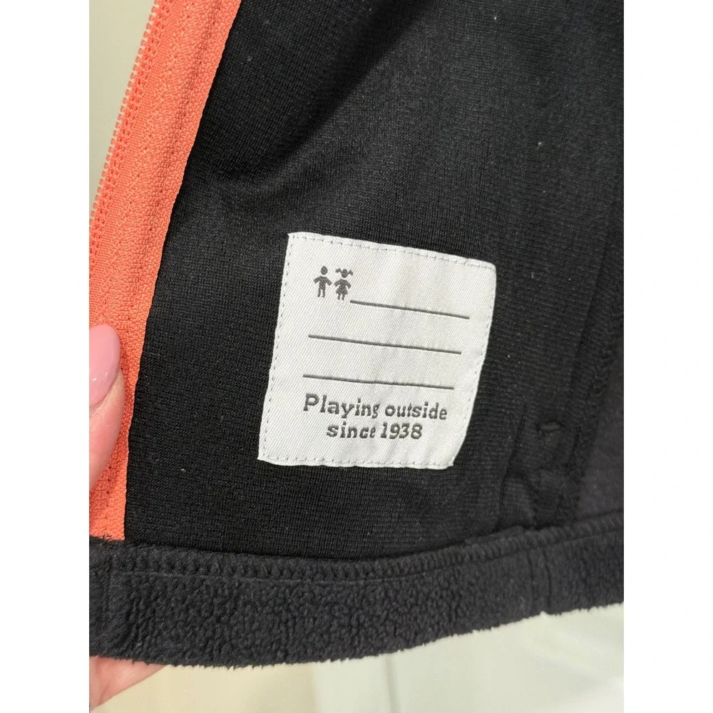 Columbia Kids Fleece Jacket Full Zip Charcoal Gray Pink Logo Size M 10/12